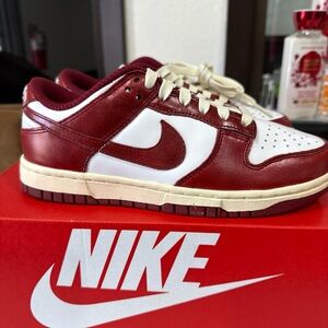 Nike Dunk Low White and Deep Red Leather Sneakers